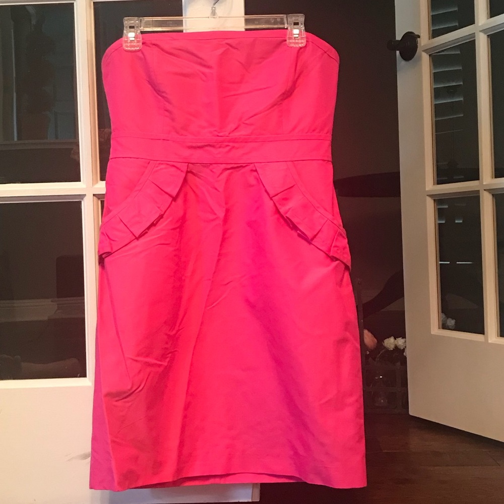 J Crew pink flamenca strapless dress